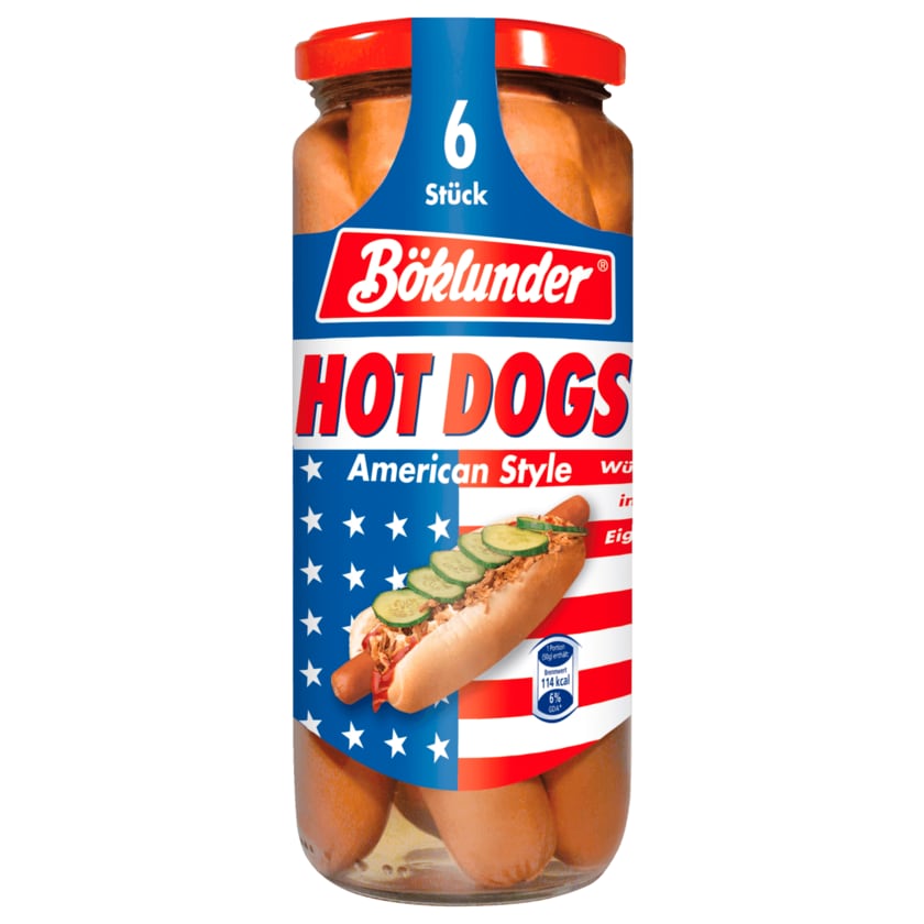Böklunder Hot Dogs American Style Würstchen in Eigenhaut 300g, 6 Stück